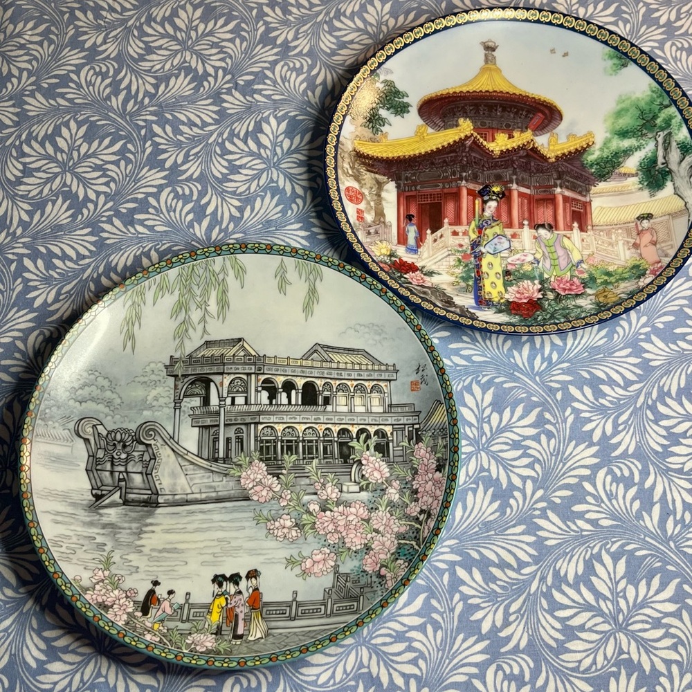 (2) Vintage Imperial Jingdezhen Porcelain Collector's Plates